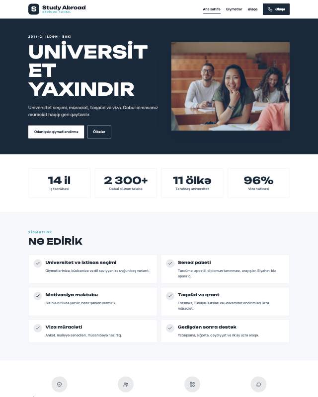 Xaricdə təhsil · Geniş veb sayt şablonunun ekran görüntüsü