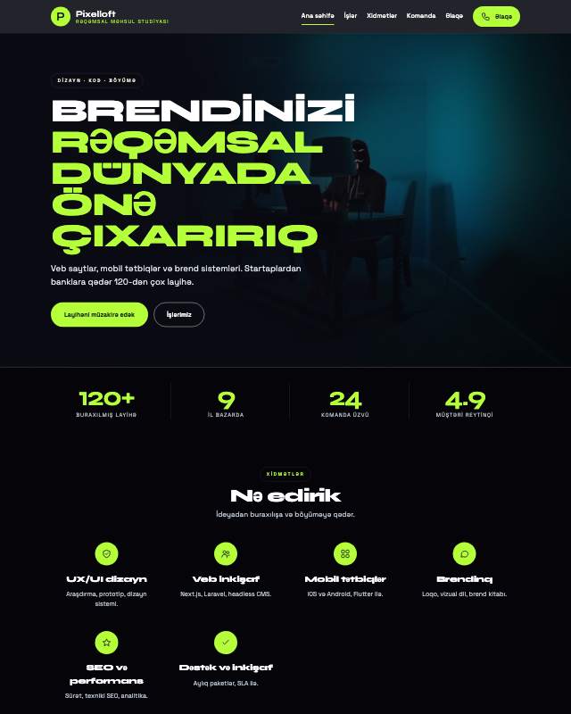IT / Agentlik sayt dizaynının ekran görüntüsü