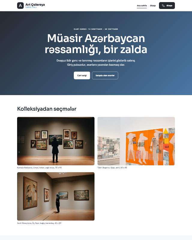 Rəsm qalereyası · Minimal veb sayt şablonunun ekran görüntüsü
