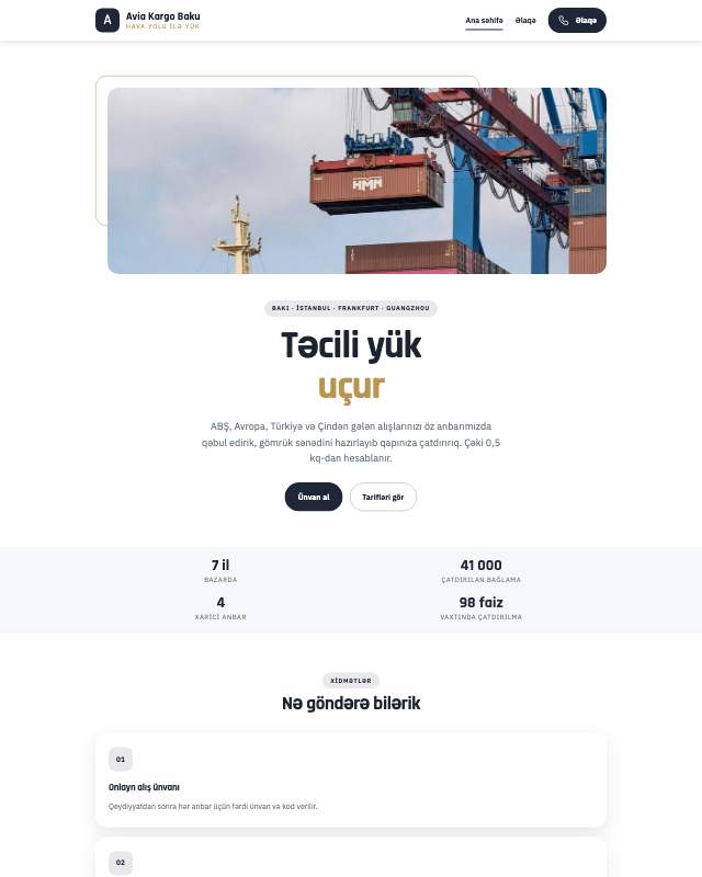 Aviakargo · Klassik veb sayt şablonunun ekran görüntüsü
