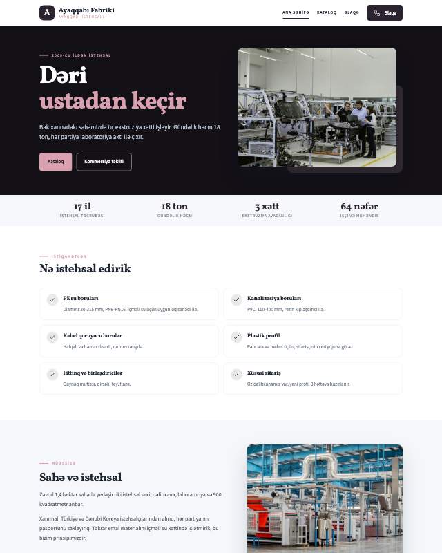 Ayaqqabı fabriki üçün veb sayt şablonunun ekran görüntüsü