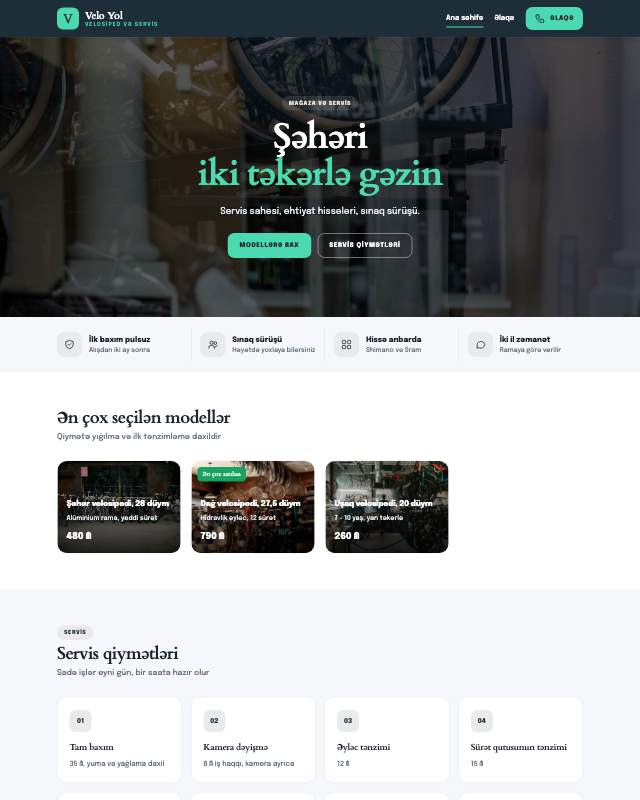 Velosiped · Yol veb sayt şablonunun ekran görüntüsü