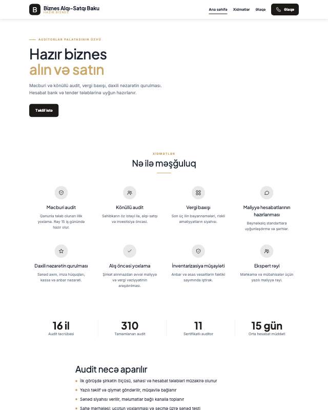 Biznes alqı-satqısı · Premium veb sayt şablonunun ekran görüntüsü