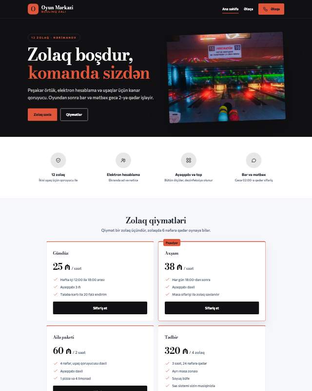 Boulinq · Kontrast sayt dizaynının ekran görüntüsü