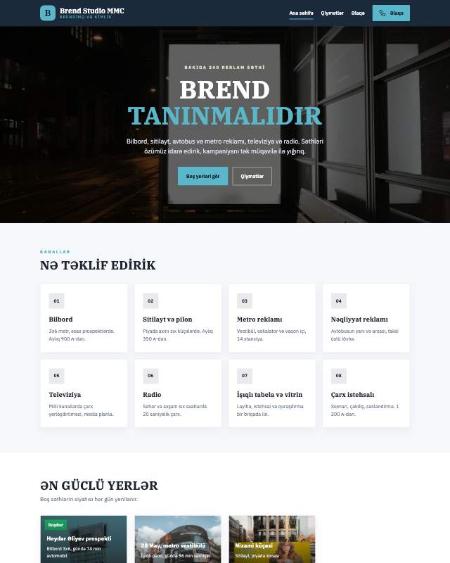 Brendinq agentliyi · Geniş veb sayt şablonunun ekran görüntüsü