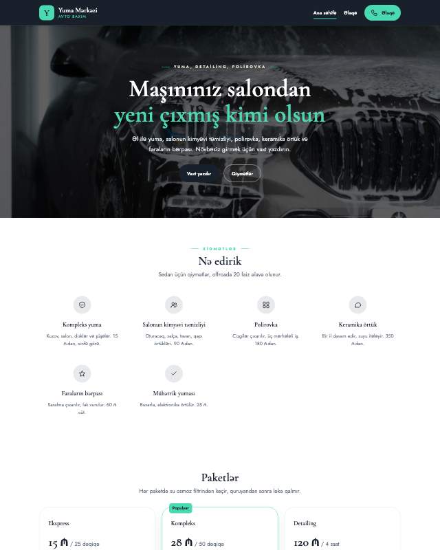 Avtoyuma · Modern sayt dizaynının ekran görüntüsü