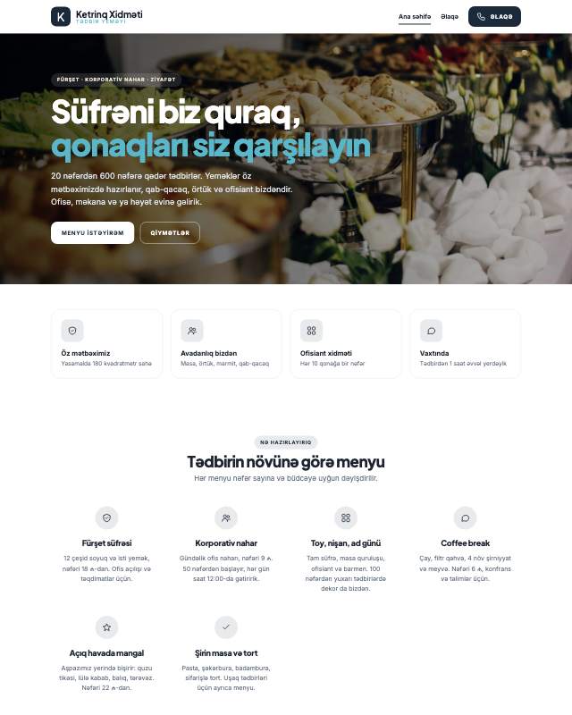 Ketrinq · Geniş sayt dizaynının ekran görüntüsü
