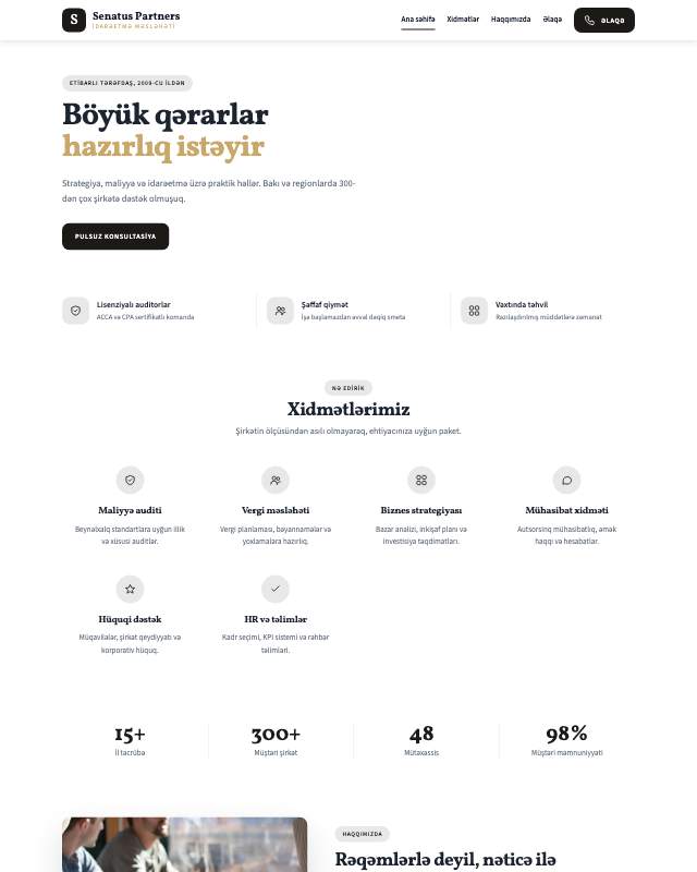 Korporativ · Premium sayt dizaynının ekran görüntüsü