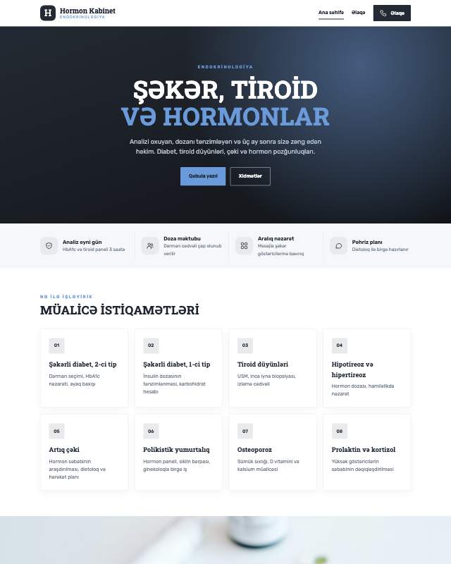 Endokrinoloq · Sadə veb sayt şablonunun ekran görüntüsü
