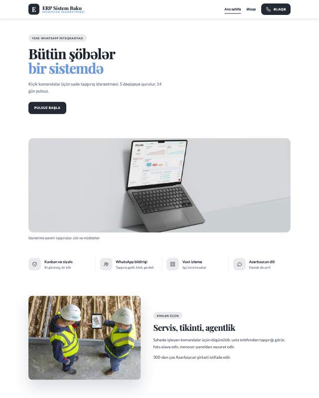 ERP həlləri üçün veb sayt şablonu «Sadə»: ekran görüntüsü