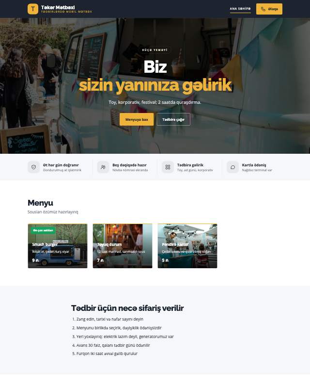 Foodtruck · Küçə sayt dizaynının ekran görüntüsü