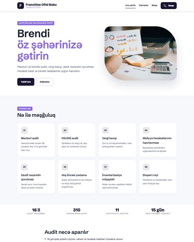 Françayzinq · Gradient veb sayt şablonunun ekran görüntüsü