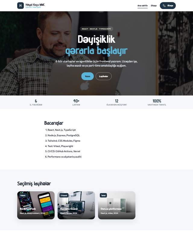 Həyat koçu · Təmiz sayt dizaynının ekran görüntüsü
