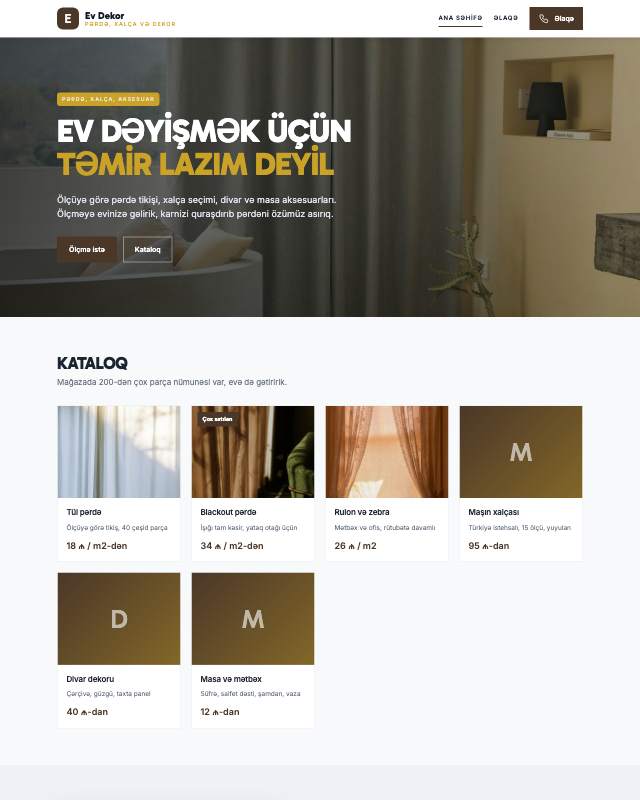 Ev dekoru veb sayt şablonunun ekran görüntüsü