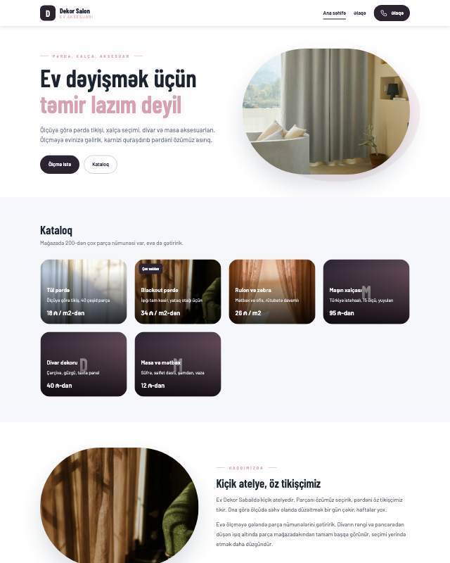 Ev dekoru mağazası üçün veb sayt şablonu «Jurnal»: ekran görüntüsü