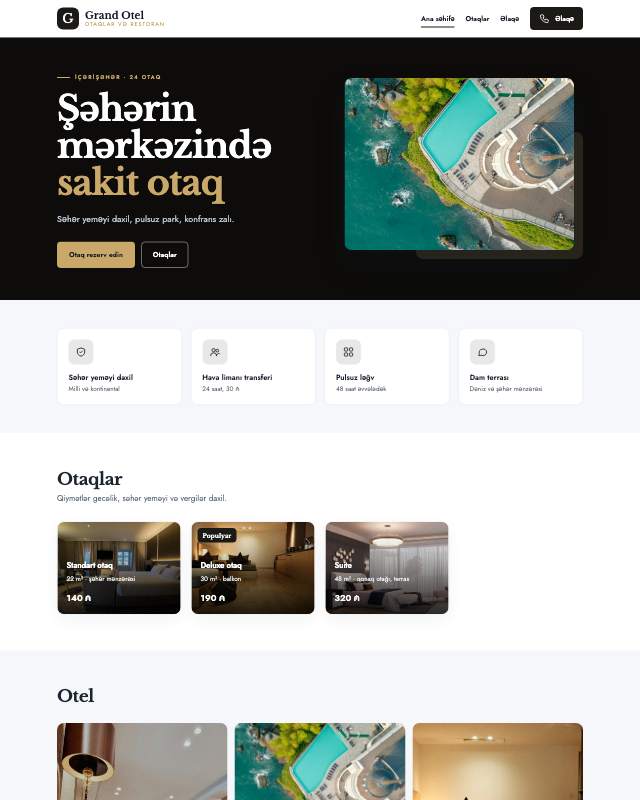 Otel · Lüks sayt dizaynının ekran görüntüsü