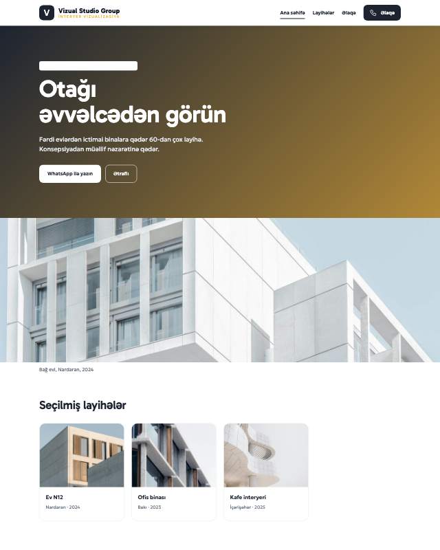 İnteryer vizualizasiya · Canlı sayt dizaynının ekran görüntüsü