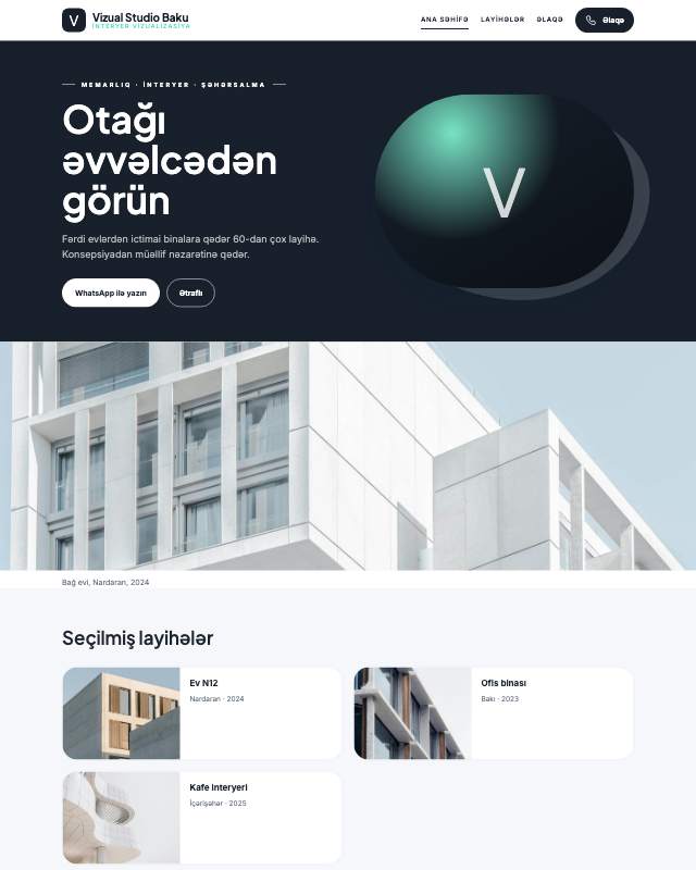 İnteryer vizualizasiya · Modern sayt dizaynının ekran görüntüsü