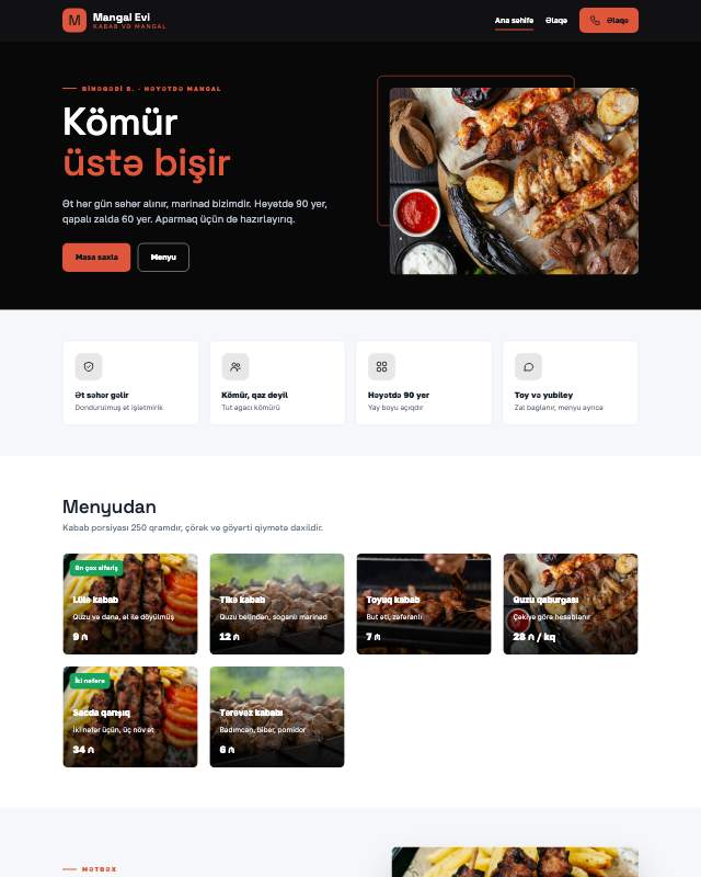Kabab evi · Kontrast veb sayt şablonunun ekran görüntüsü