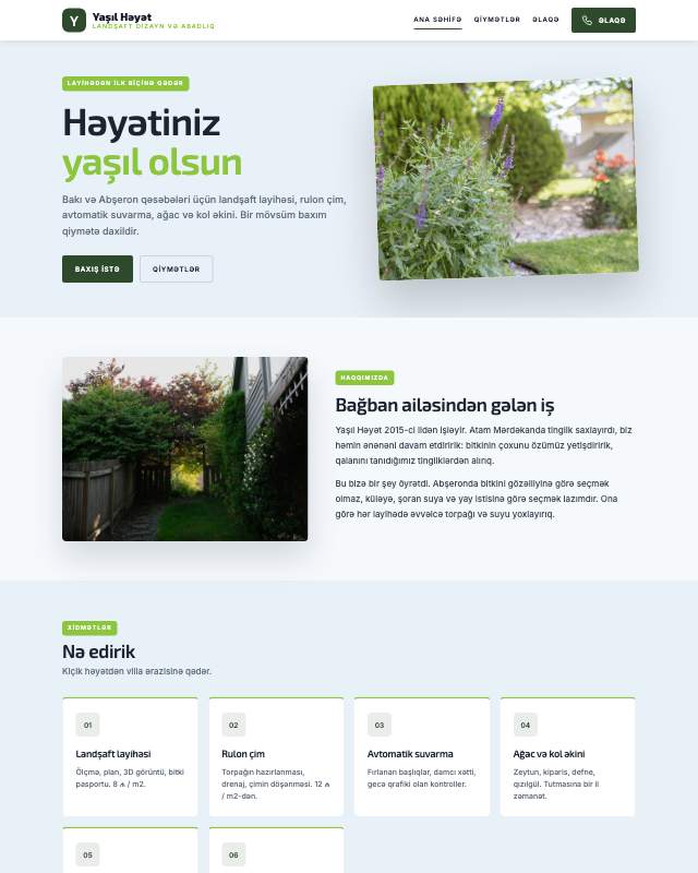 Landşaft dizayn sayt dizaynının ekran görüntüsü