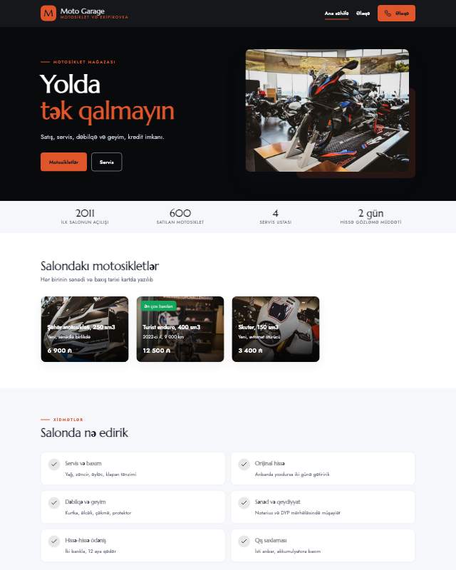 Motosiklet · Güc veb sayt şablonunun ekran görüntüsü