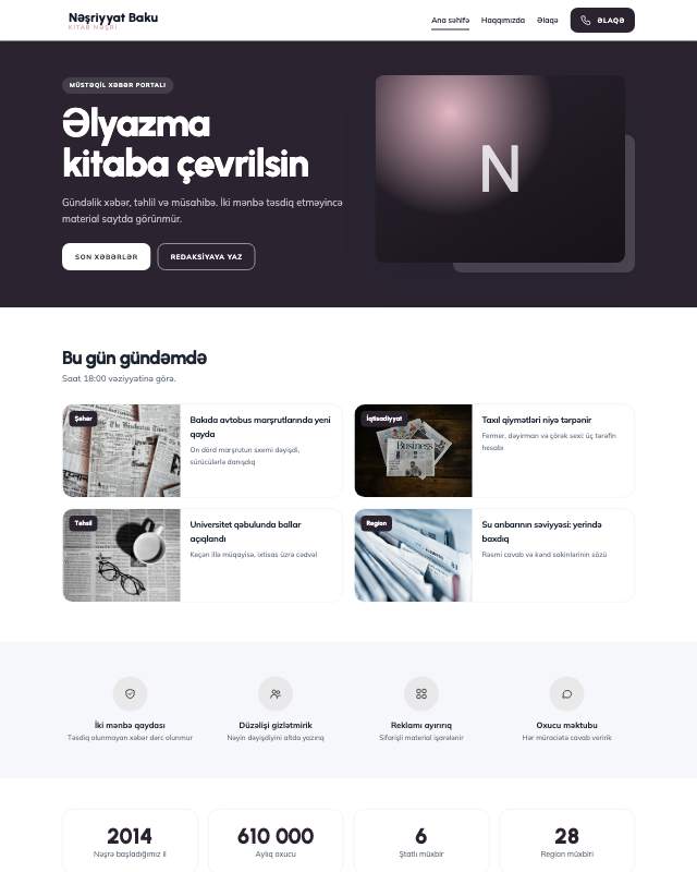 Nəşriyyat · Jurnal sayt dizaynının ekran görüntüsü