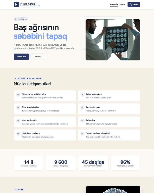 Nevroloq veb sayt şablonunun ekran görüntüsü
