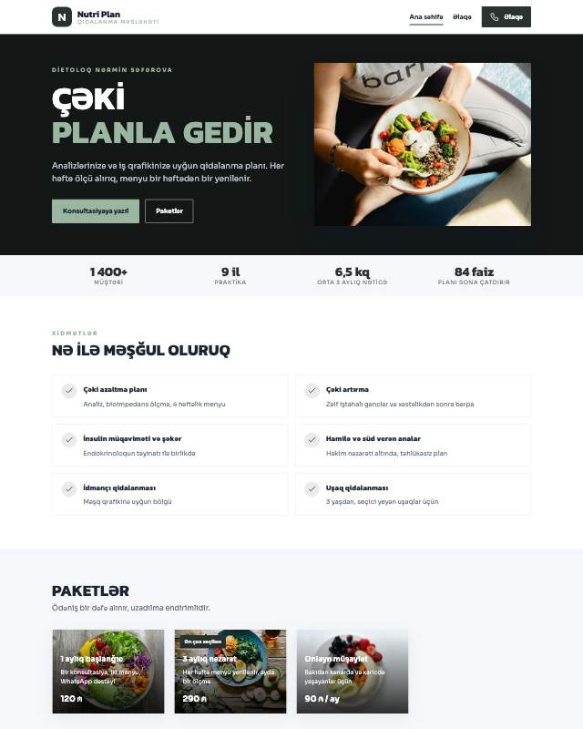 Dietoloq · Sakit sayt dizaynının ekran görüntüsü