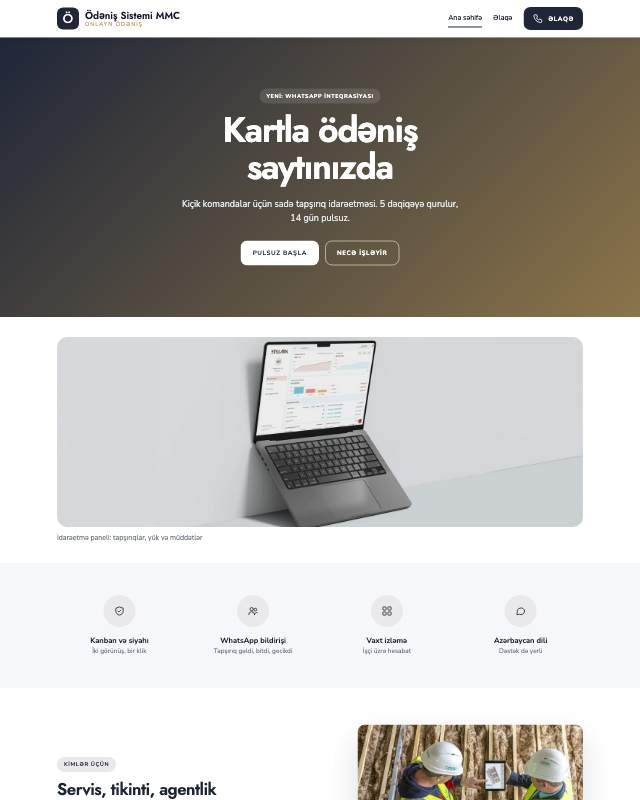 Ödəniş sistemi · Klassik sayt dizaynının ekran görüntüsü