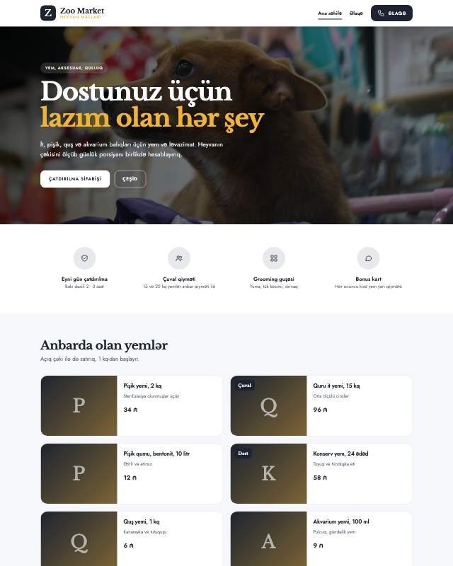 Zoomağaza · Canlı veb sayt şablonunun ekran görüntüsü