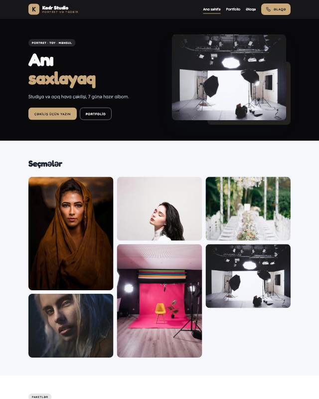 Fotoqraf · Portfolio sayt dizaynının ekran görüntüsü