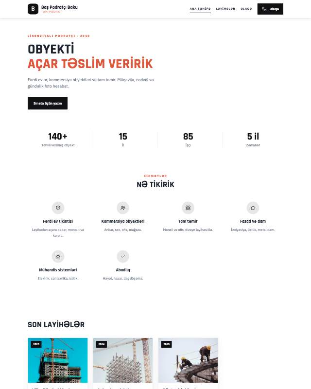 Tikinti podratı · Kontrast veb sayt şablonunun ekran görüntüsü