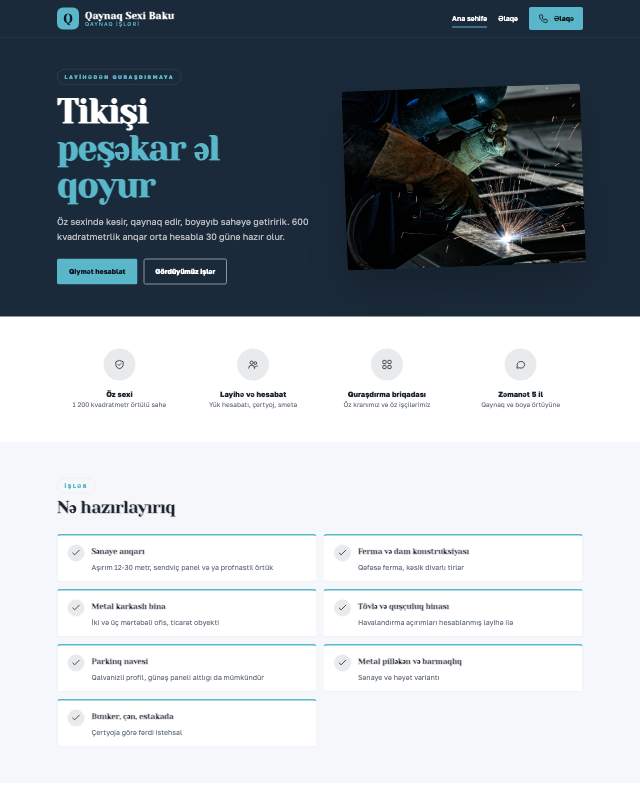 Qaynaq sexi · Geniş veb sayt şablonunun ekran görüntüsü