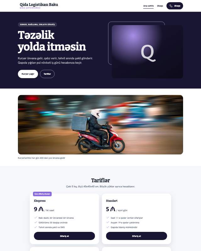 Qida daşınması · Gradient sayt dizaynının ekran görüntüsü