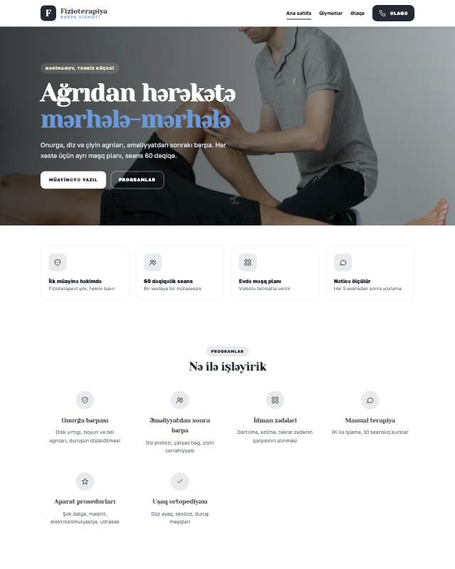 Reabilitasiya · Sadə sayt dizaynının ekran görüntüsü