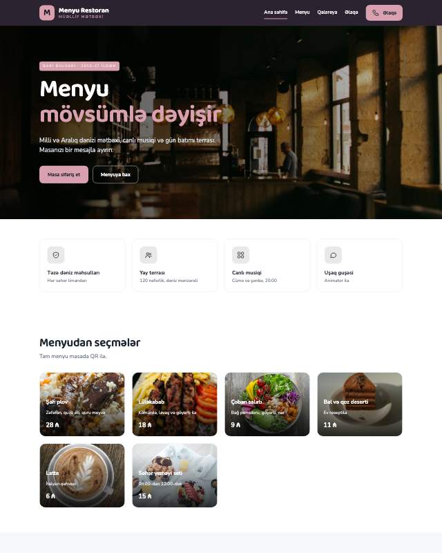 Restoran / Kafe · Jurnal sayt dizaynının ekran görüntüsü