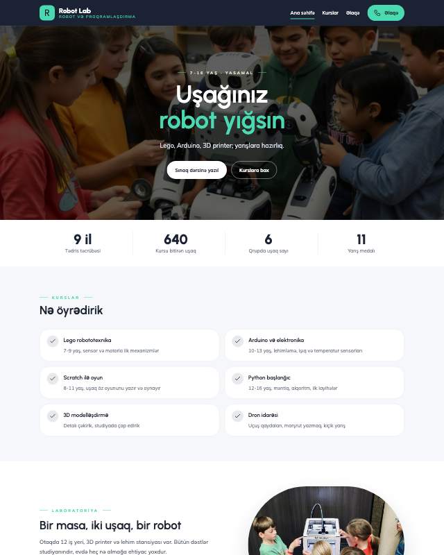 Robototexnika · STEM veb sayt şablonunun ekran görüntüsü