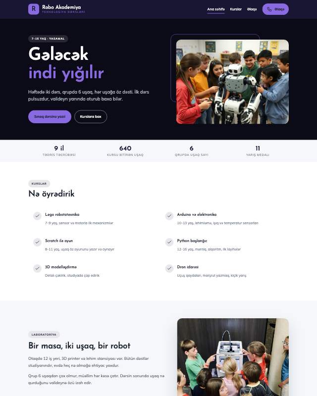 Robototexnika · Gradient veb sayt şablonunun ekran görüntüsü