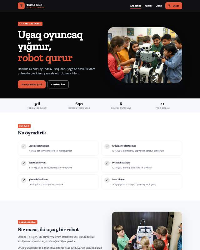 Robototexnika · Kontrast veb sayt şablonunun ekran görüntüsü