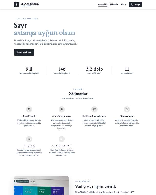 SEO audit · Studiya veb sayt şablonunun ekran görüntüsü