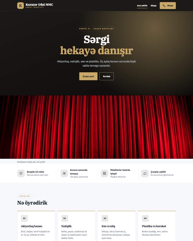 Sərgi kuratorluğu · Premium sayt dizaynının ekran görüntüsü