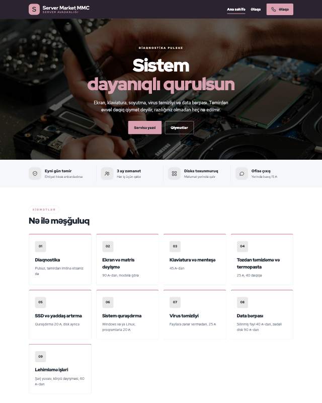 Server satışı · Jurnal sayt dizaynının ekran görüntüsü