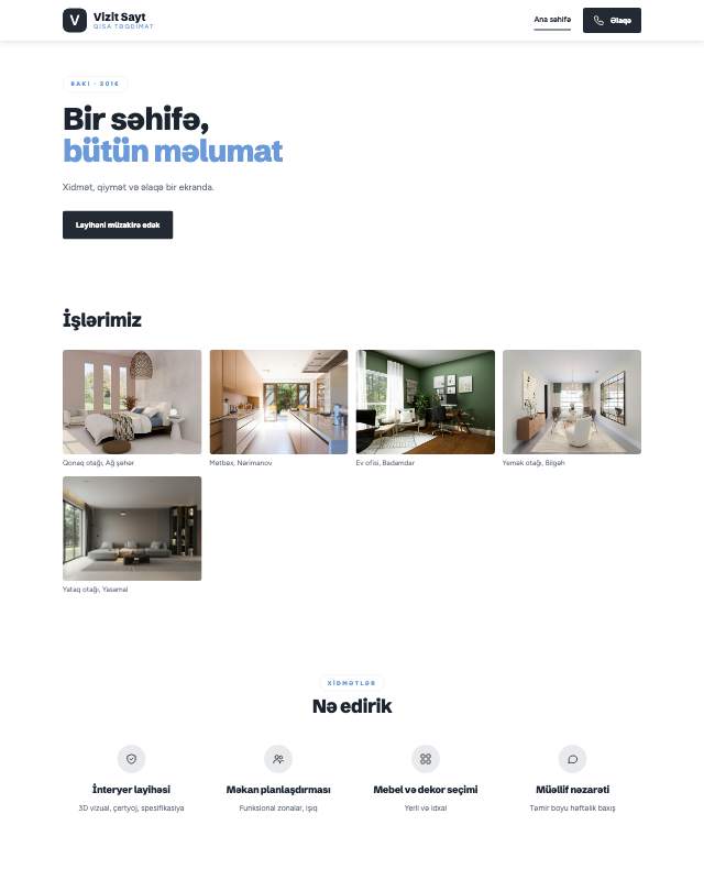 Sadə · Vizit sayt dizaynının ekran görüntüsü