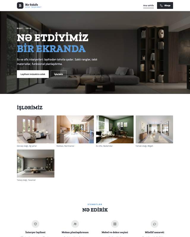 Sadə · Minimal sayt dizaynının ekran görüntüsü