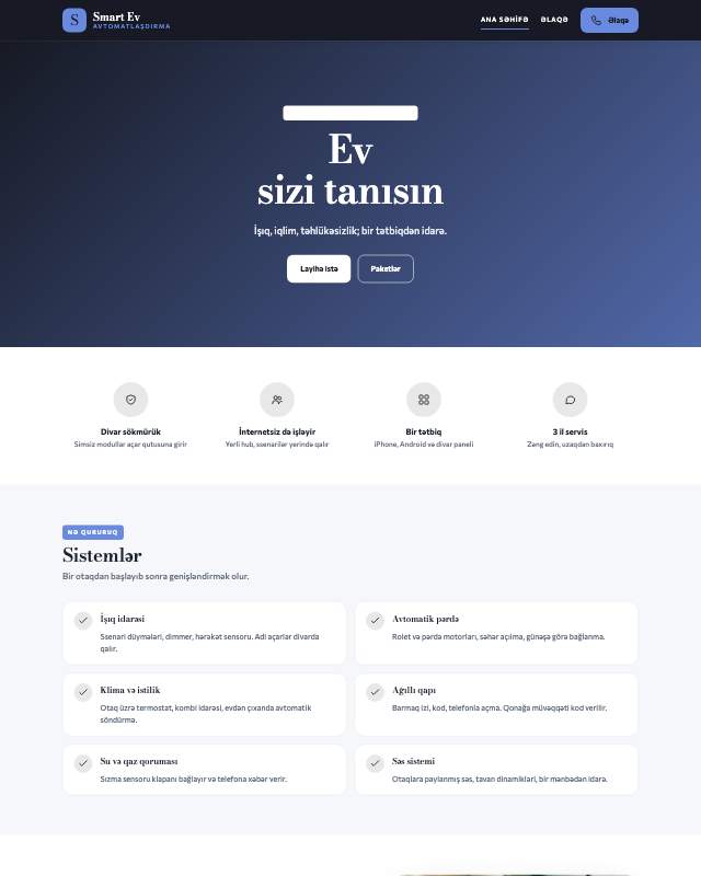 Ağıllı ev · Texno sayt dizaynının ekran görüntüsü