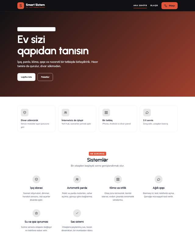 Ağıllı ev · Kontrast veb sayt şablonunun ekran görüntüsü