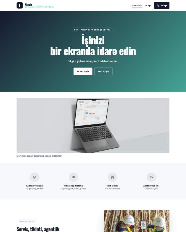 Startap · SaaS sayt dizaynının ekran görüntüsü