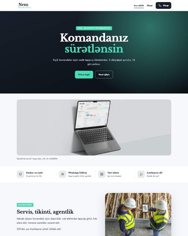Startap / SaaS · Modern sayt dizaynının ekran görüntüsü