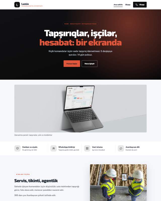 Startap / SaaS · Kontrast veb sayt şablonunun ekran görüntüsü