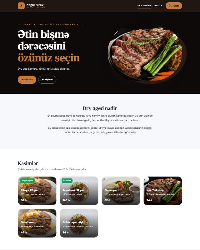 Stek evi · Zal sayt dizaynının ekran görüntüsü